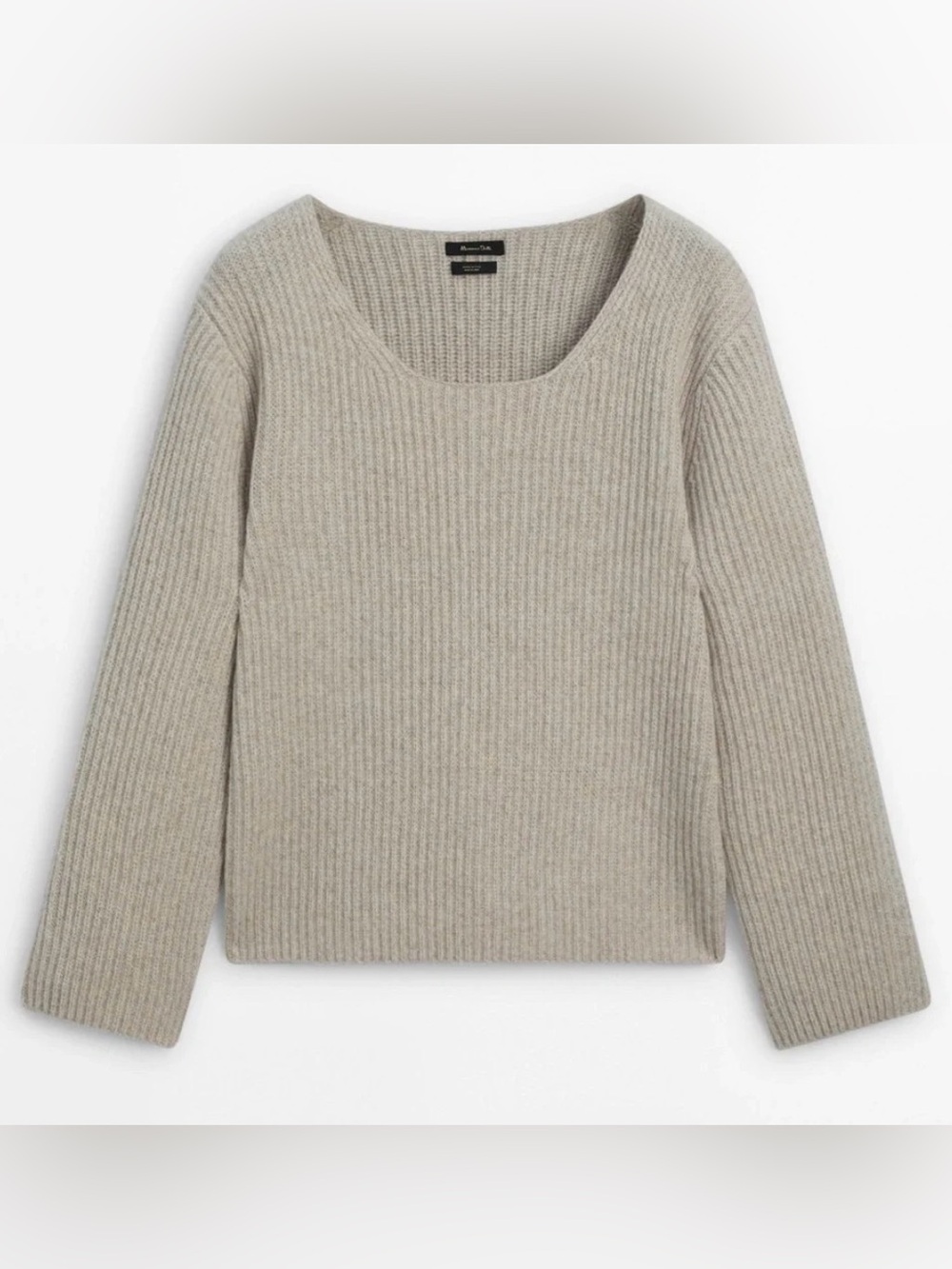 Massimo Dutti ribbed wool sweater in oatmeal